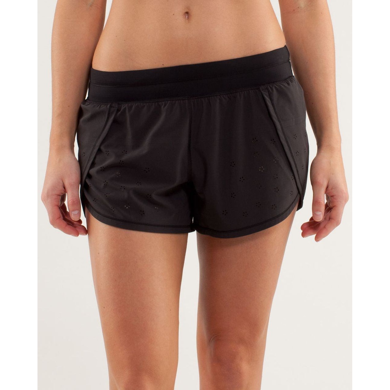 Lululemon Women's Black Laser Cut Breeze By Swift Running Shorts 8